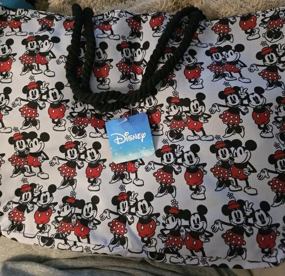 Disney Handbags - Mickey & Minnie Mouse Tote Bag Carry-On Travel Beach Women's Disney 18.5x14"